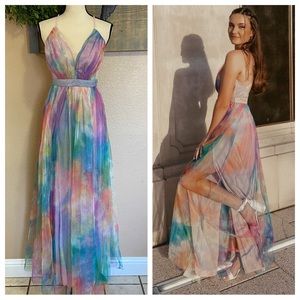 Lulus | Dresses | Nwot Lulus Elegant Moment Multi Watercolor Backless Maxi  Dress
